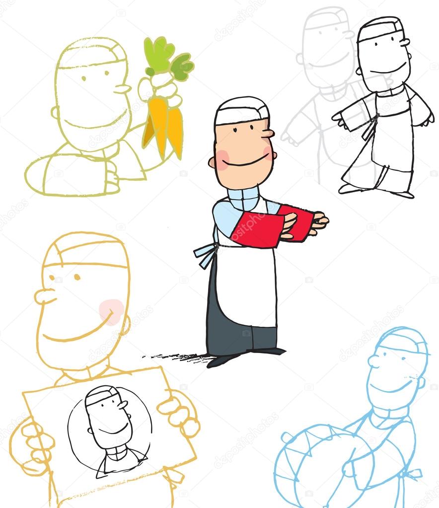 Cartoon study of a chef