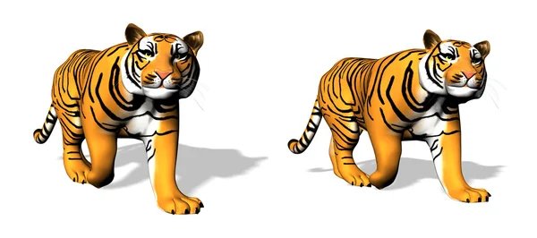 Deux tigres 3D — Photo