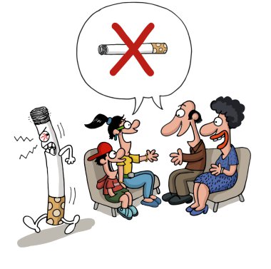 Family meeting against smoking clipart