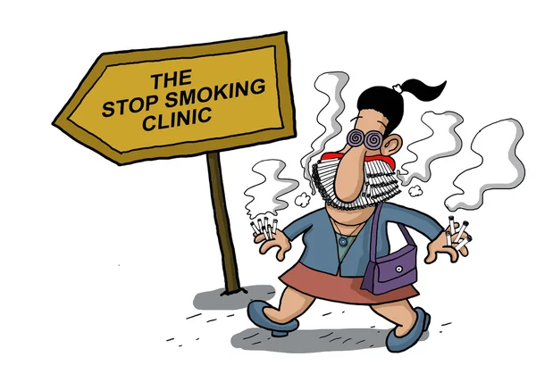 Kobieta idzie do kliniki dla niepalących — Zdjęcie stockowe