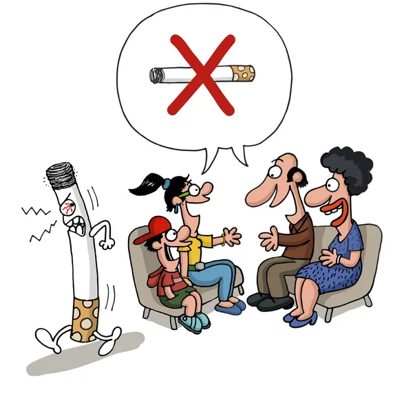 Family meeting against smoking — Stock Photo, Image