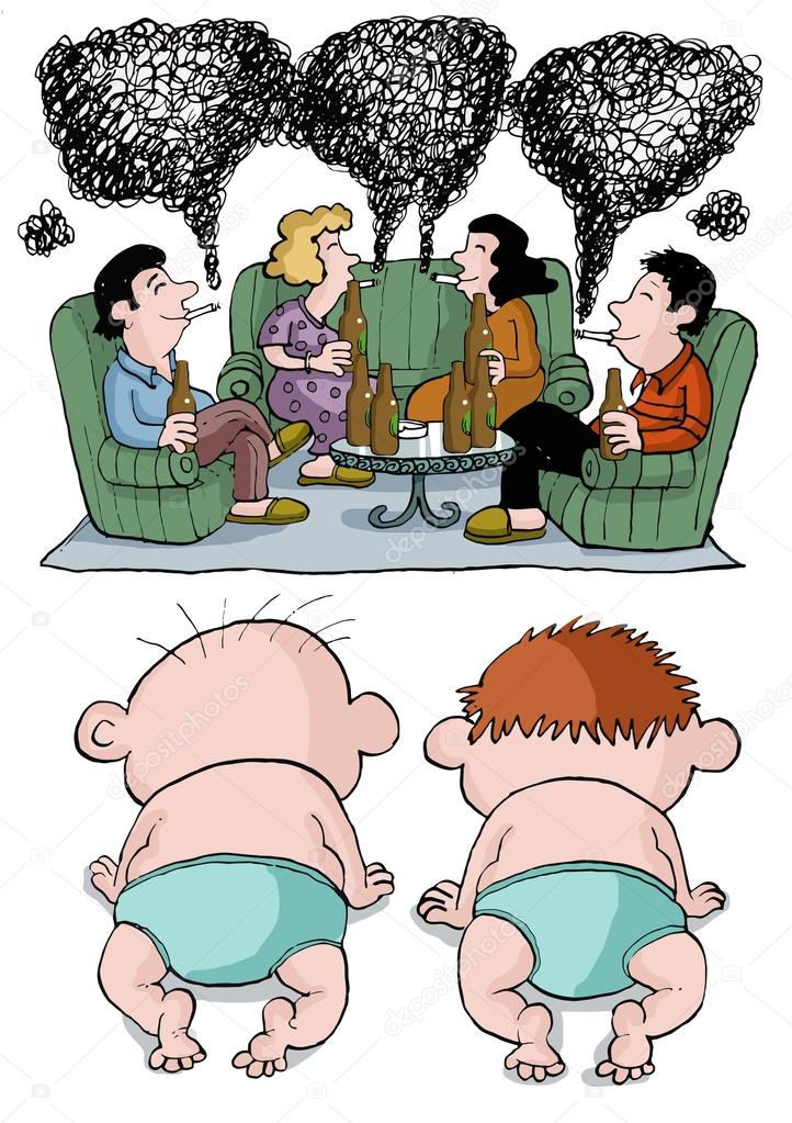 Babies watch their alcoholic parents Stock Photo by ©artistan 27580425