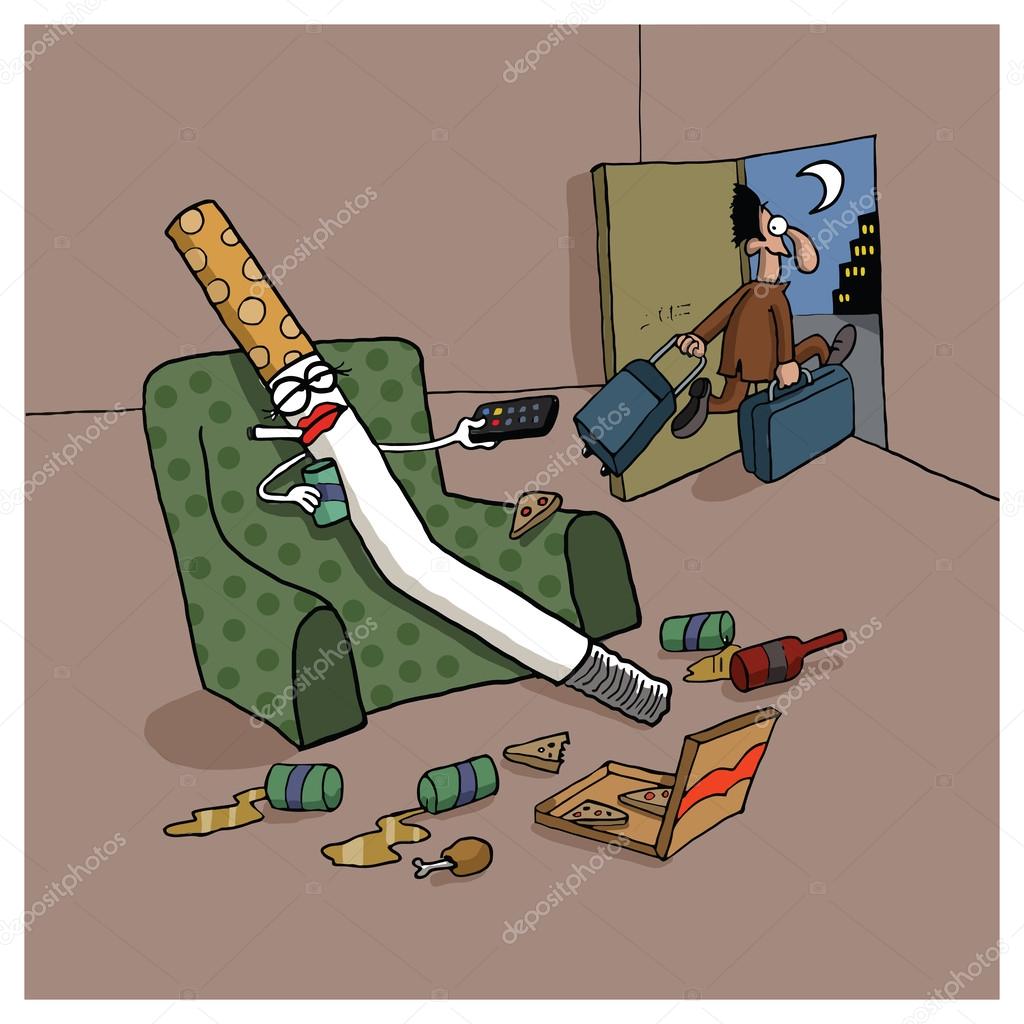Man leaves his cigarette wife Stock Vector by ©artistan 29512455