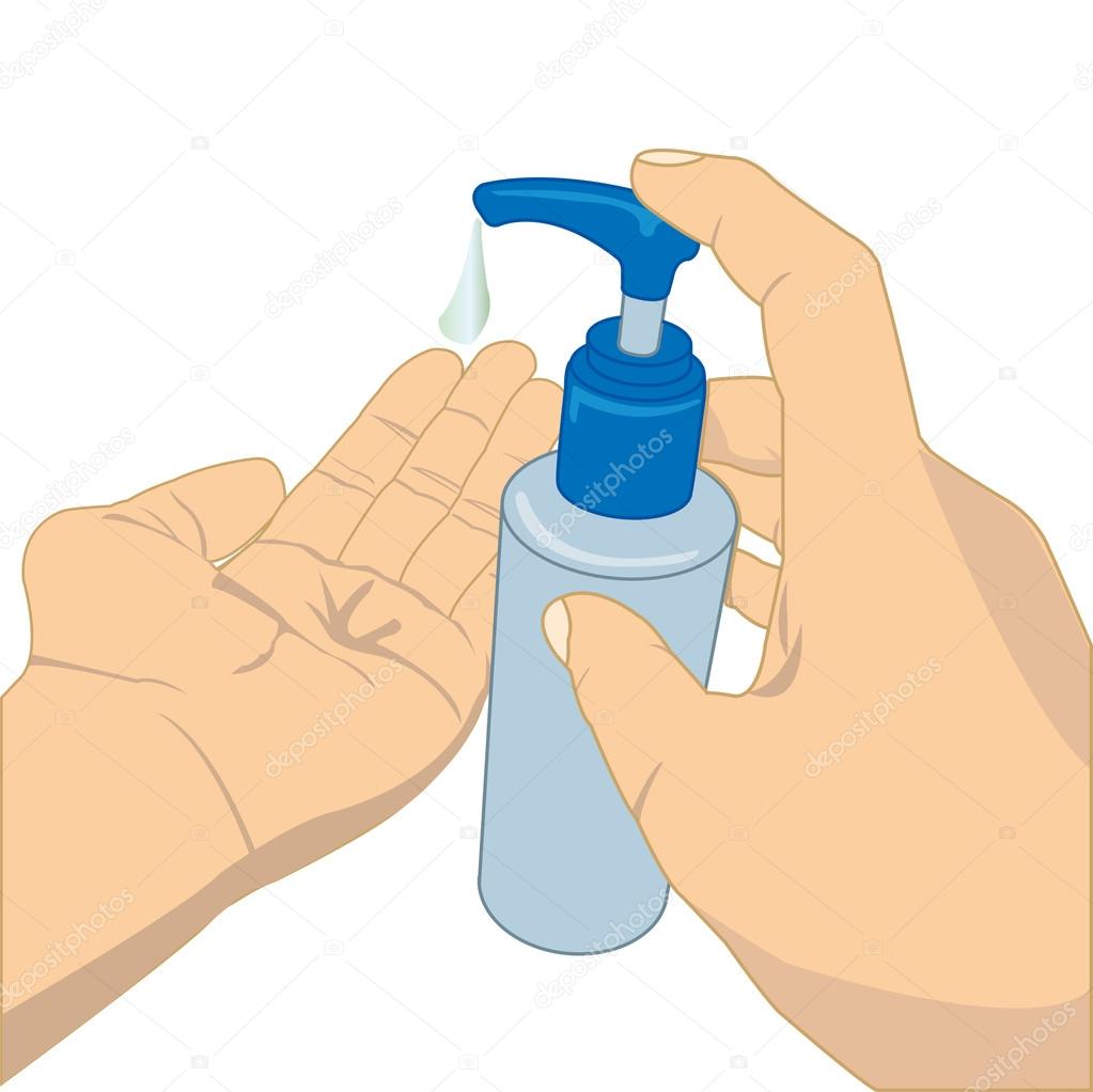 Pumping lotion from bottle vector