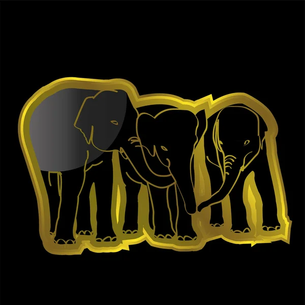 Vecteur éléphant noir et or — Image vectorielle