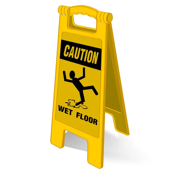 Cuidado Wet Floor sinal vetor — Vetor de Stock