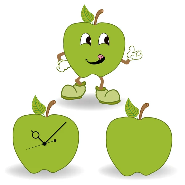 Manzana verde vector de dibujos animados — Archivo Imágenes Vectoriales