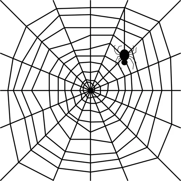 Örümcek siluet vektör ile örümcek ağı — Stok Vektör