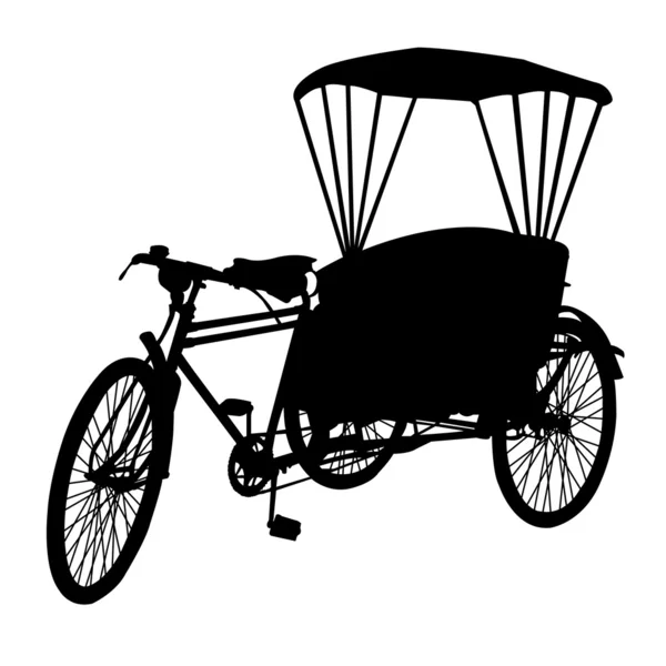 Three wheel bicycle taxi silhouette vector — Stock Vector