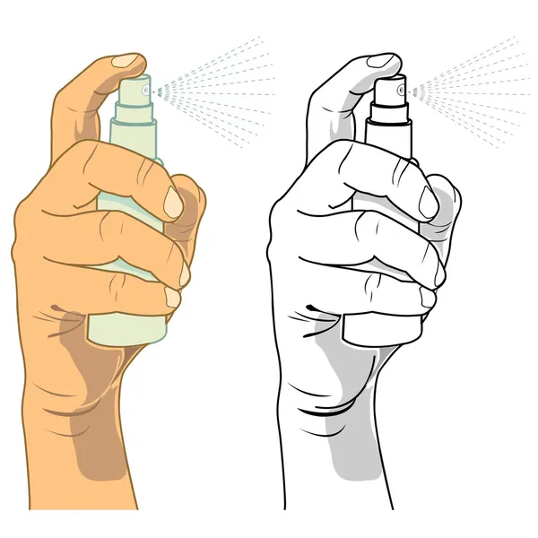 Hand Holding A Spray Bottle Vector — Stock Illustration Hand Holding A Spray Bottle Vector Royalty Free Stock Vectors