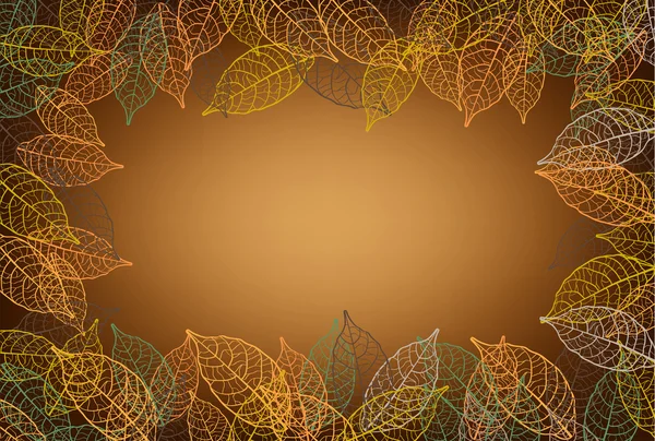 Blätter Rahmen brauner Hintergrund — Stockvektor