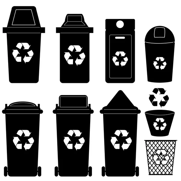 Recycle bin silhuett vektor — Stock vektor