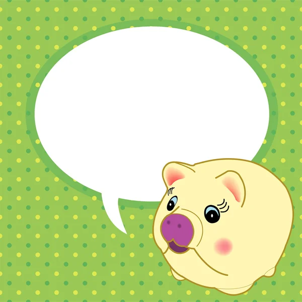 Cute pig with speech bubble vector — Stock Vector