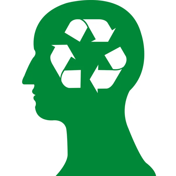 Recycle symbool in hoofd vector — Stockvector