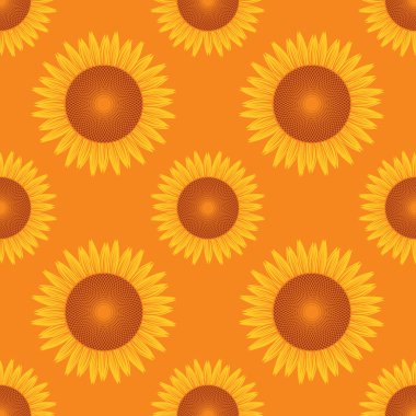 Dikişsiz güneş çiçek deseni turuncu plan vektör