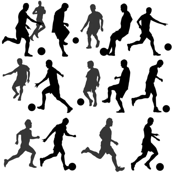 Futbol siluet vektör — Stok Vektör