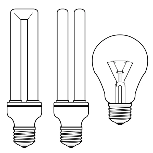 Leuchtmittel und Leuchtstoffröhren — Stockvektor