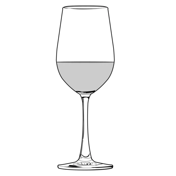 Vector de copa de vino contorno — Vector de stock