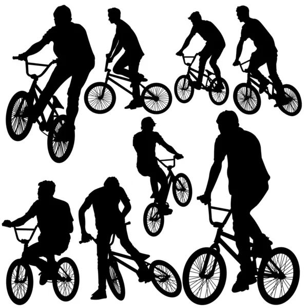 Ride bike silhouette vector — Stock Vector