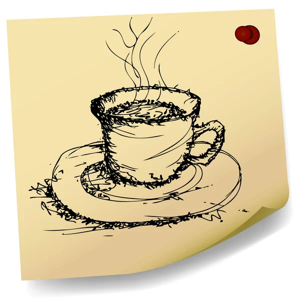 Kahve üzerine yapışkan kağıt vektör çizimi — Stok Vektör