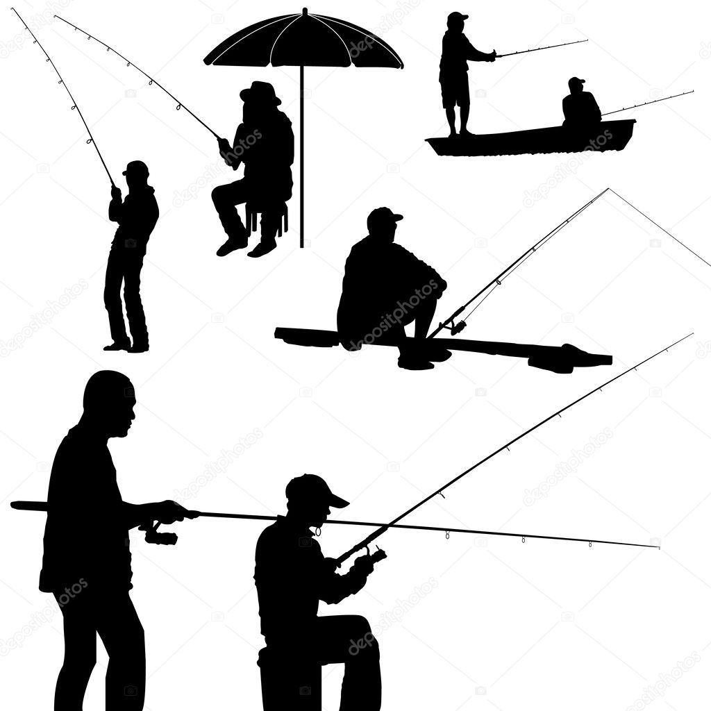 Fishing man silhouette vector