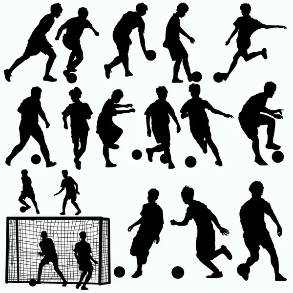 Futsal jugadores siluetas vector — Vector de stock