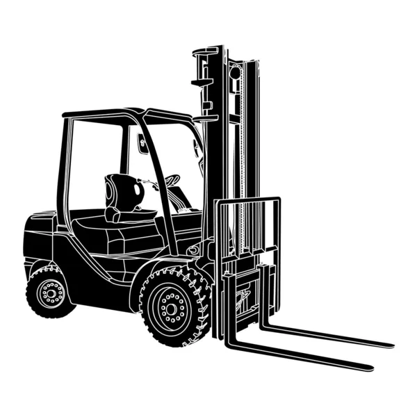 Forklift siluet vektör — Stok Vektör