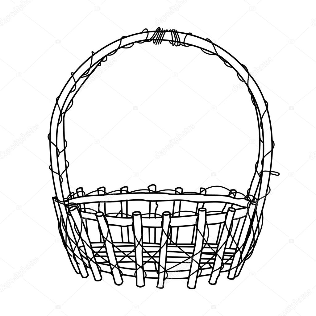 Wicker Basket outline Vector
