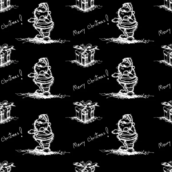 Black seamless pattern santa claus — Stock Vector