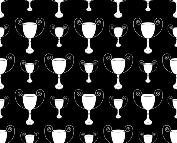Modèle sans couture noir avec vecteur trophée — Image vectorielle