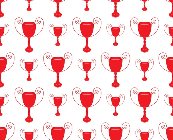 红色无缝模式与奖杯矢量 — 图库矢量图片