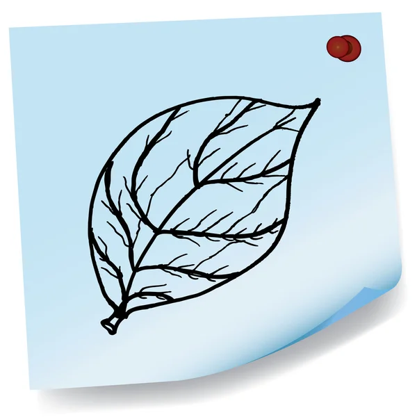 Drawing of leaves on sticky paper vector — Stock Vector