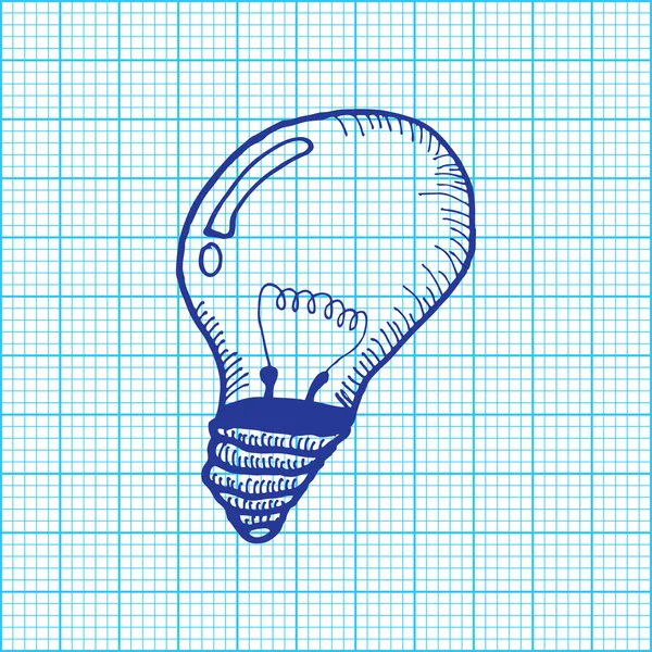 Drawing of light bulb on graph paper vector — Stock Vector