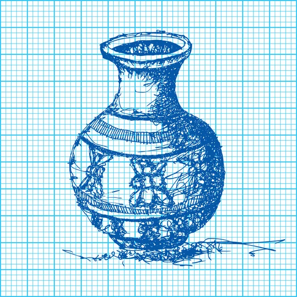 Zeichnung von Glas auf Diagrammpapier-Vektor — Stockvektor