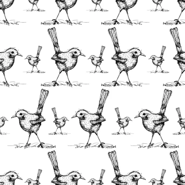 Sans couture de dessin d'oiseau vecteur de motif — Image vectorielle