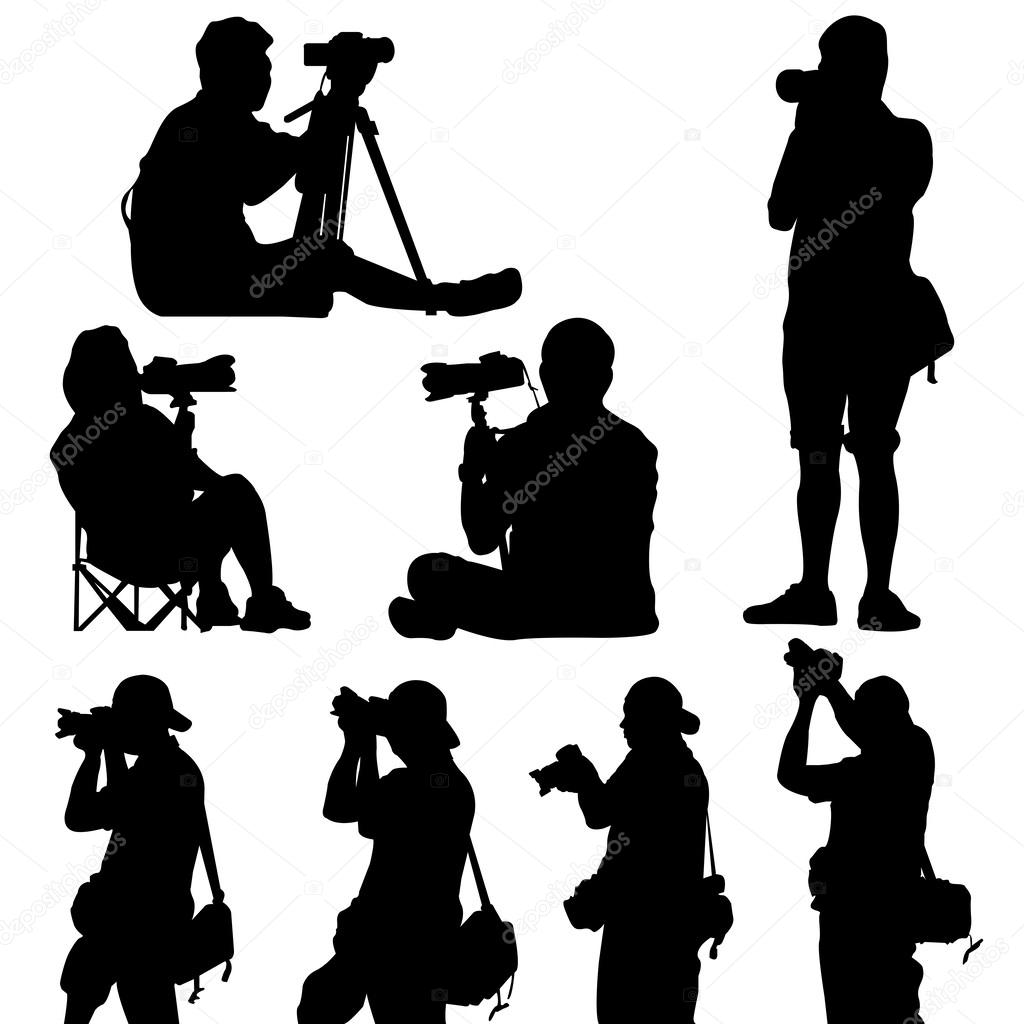 Silhouette of photographer vector