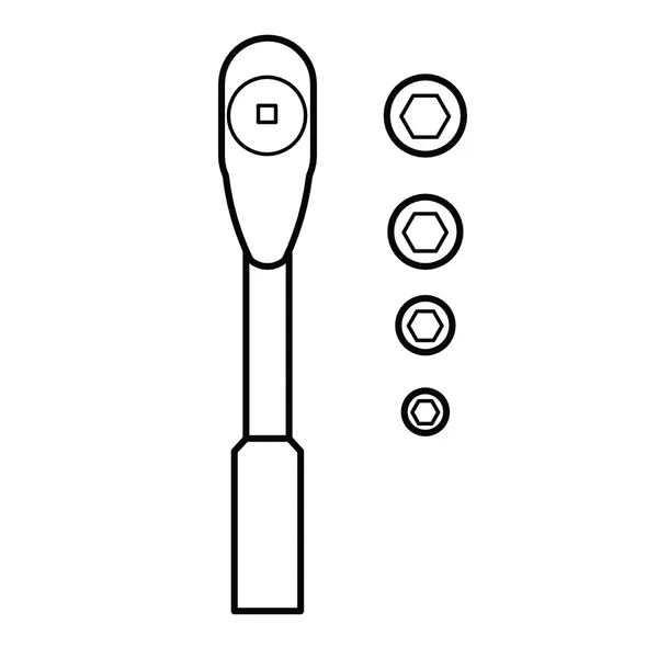 Socket Wrench Set outline vector — ストックベクタ