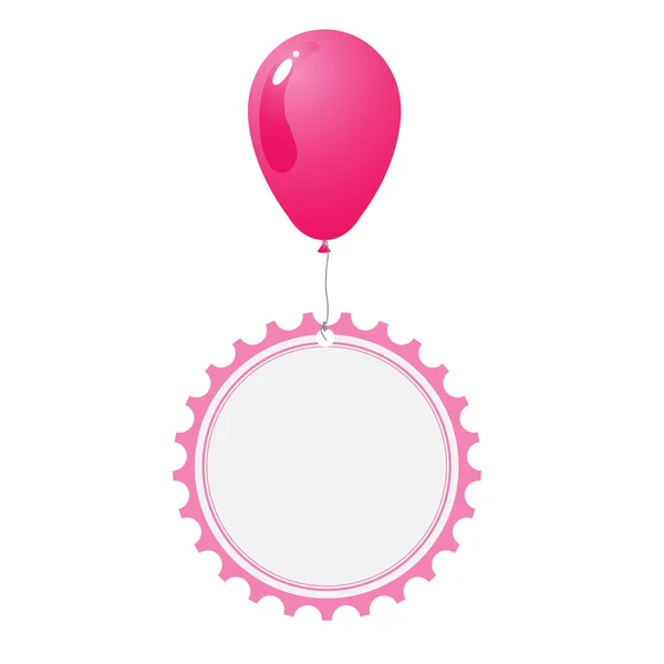 Pembe balon ile etiket vektör — Stok Vektör