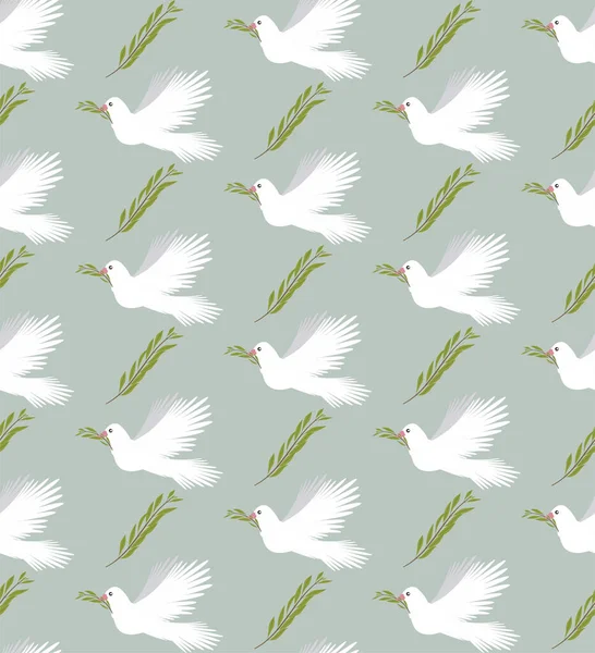 Flying Pigeon Dove Peace International Day Peace Seamless Pattern Background — Stock Vector