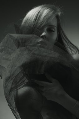 yüz yalak fishnet tek renkli duygusal portre