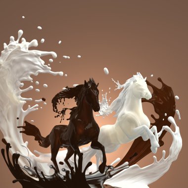 liquid creamy milky and hot brownish chocolate horses