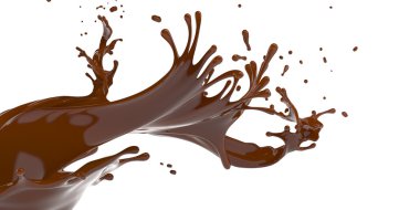 macro splash of brown hot chocolate isolated
