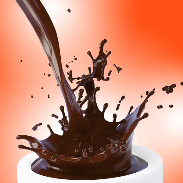 Splash of brown hot chocolate — Stock Photo, Image