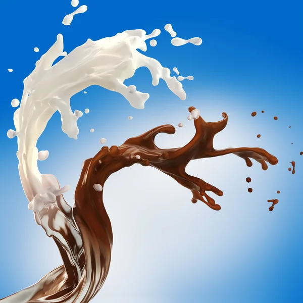 White cream and liquid chocolate motion — Stock Photo, Image