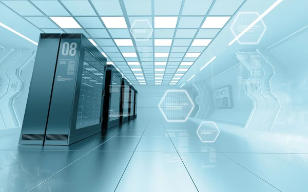 Internet sağlayıcısı sunucu odası fütüristik iç