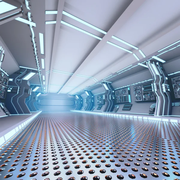 Projeto futurista nave espacial interior — Fotografia de Stock