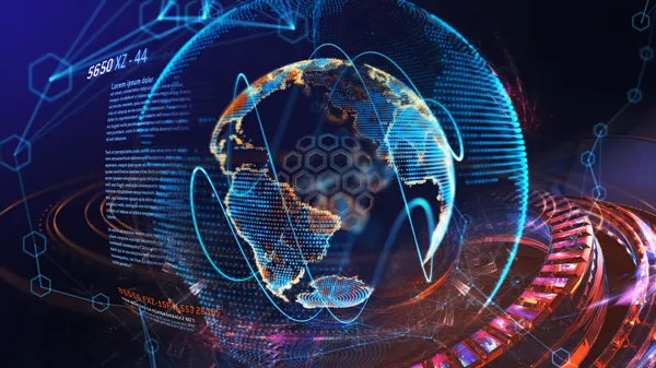 High tech digital holographic earth globe — Stock Photo, Image