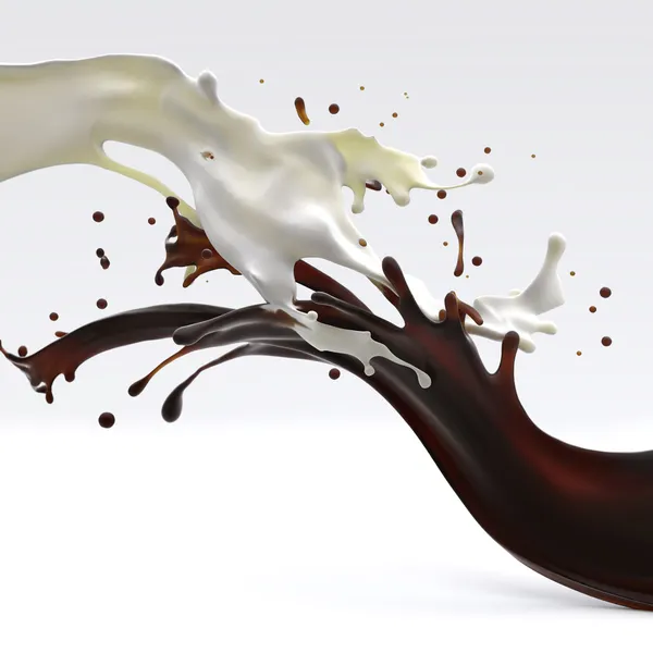 Chocolate and milk splashes — Stock Photo, Image