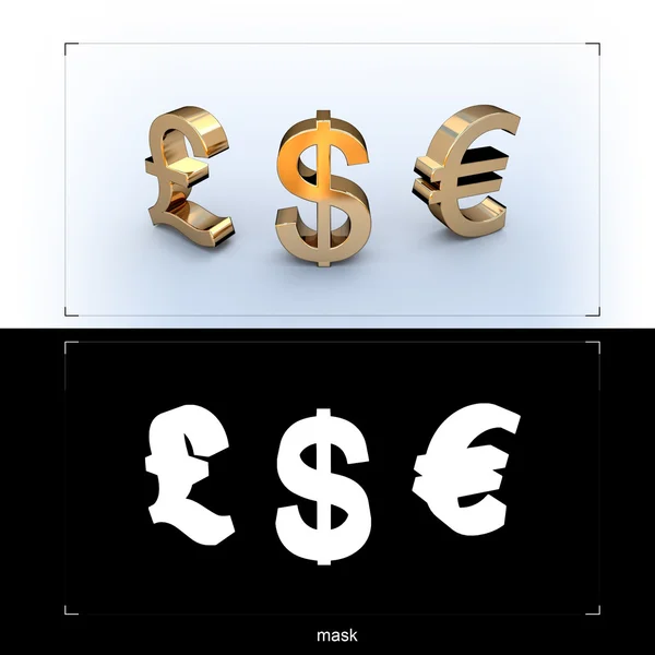 3D currency golden signs — Stock Photo, Image