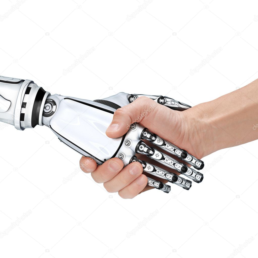 Male robot and human